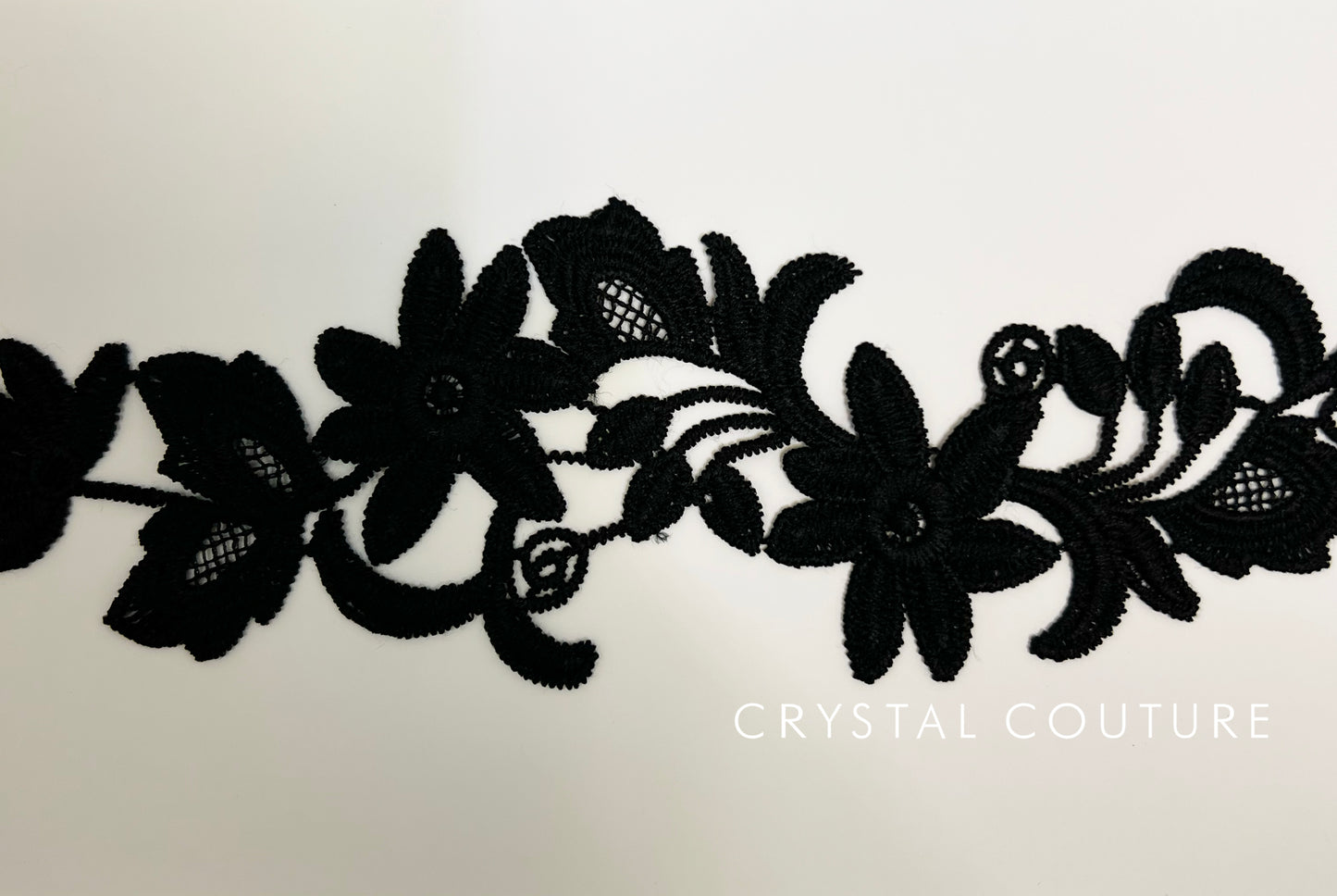 Black Embroidered Floral Applique