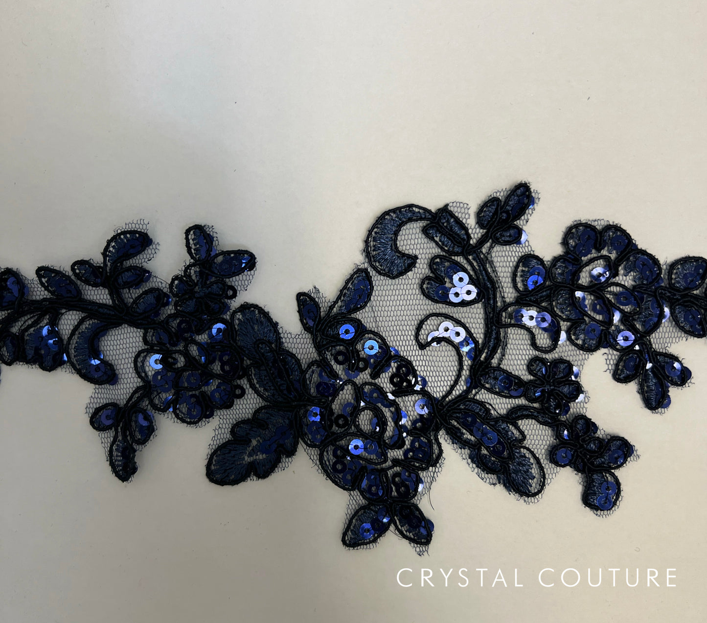 Navy Blue Embroidered Floral Applique