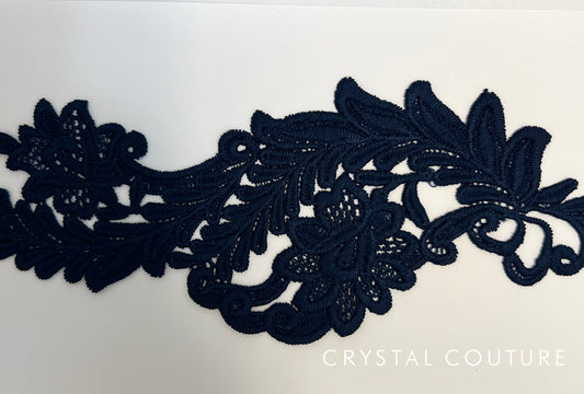 Navy Blue Embroidered Ornate Applique