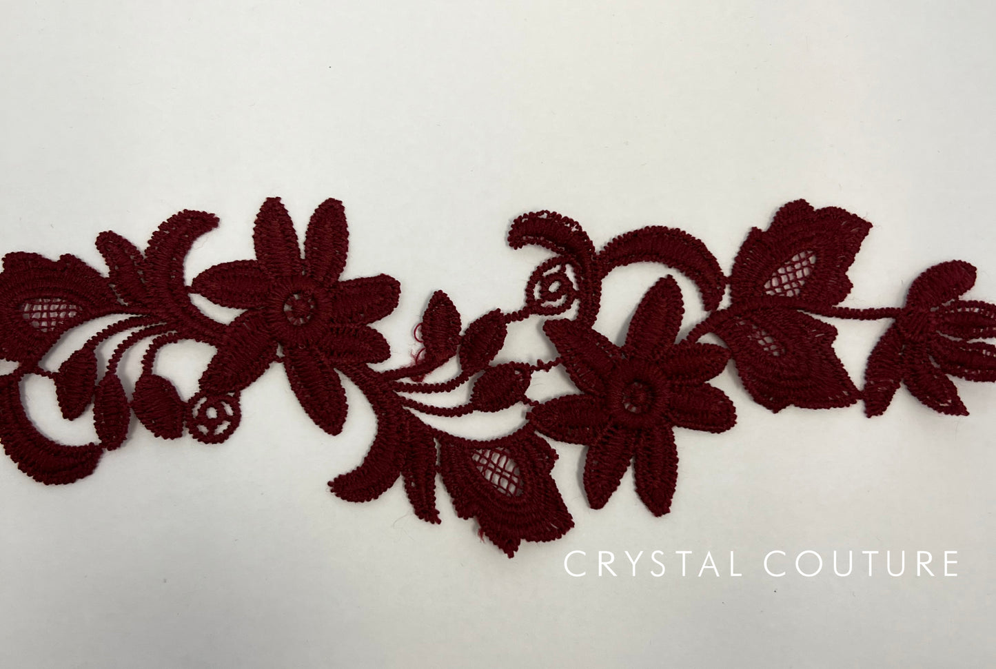 Burgundy Embroidered Floral Applique