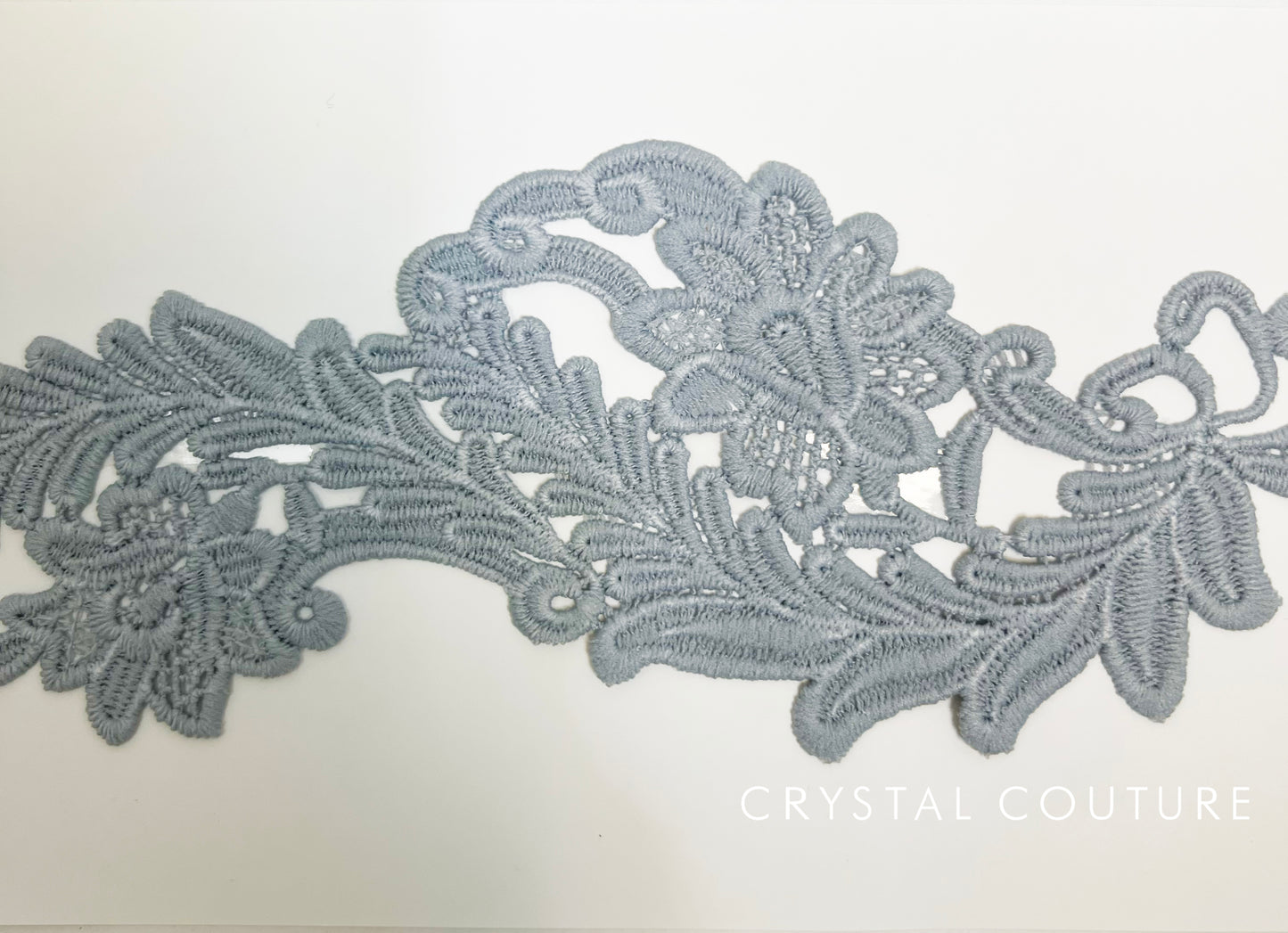 Gray Embroidered Ornate Applique