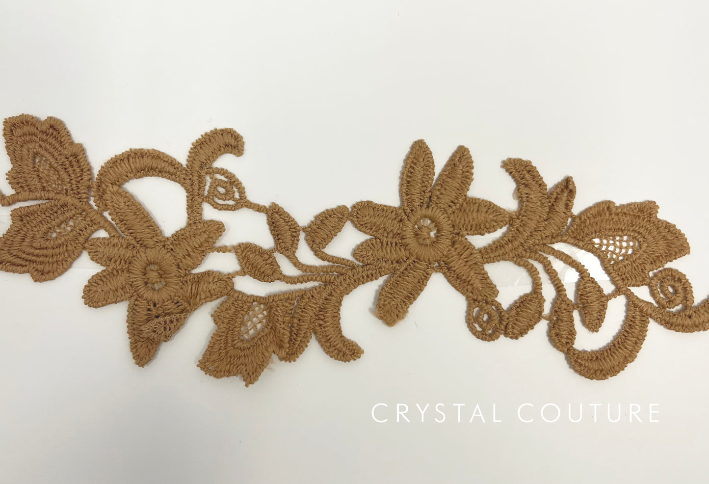 Tan Embroidered Floral Applique