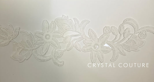 White Embroidered Floral Applique