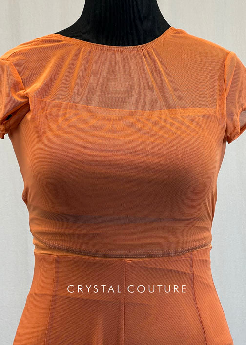 Burnt Orange Mesh Short Sleeve Top and Wide Leg Pants