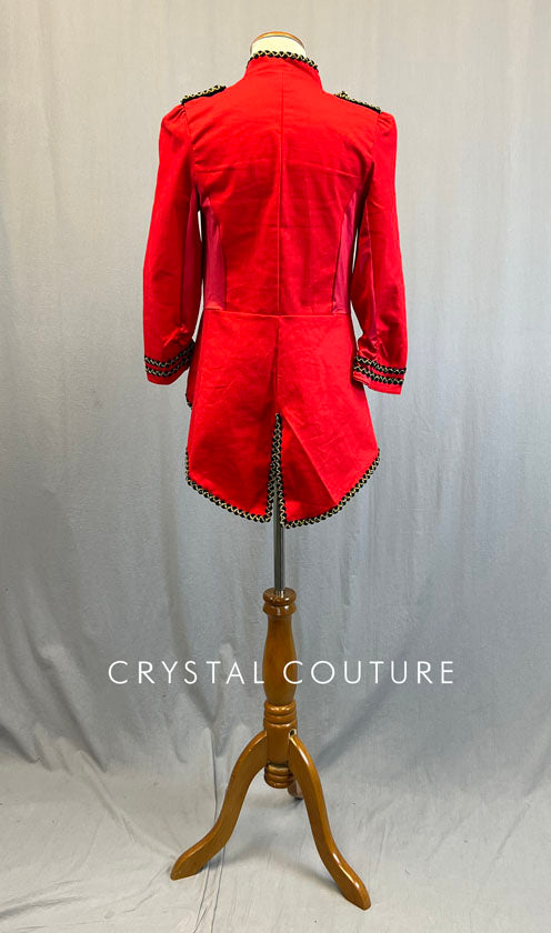 Red Ringmaster Coat with Black & White Biketard - Rhinestones