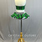 Custom Green & Black Plaid Halter Top with Short Skirt and White Crinoline - Rhinestones