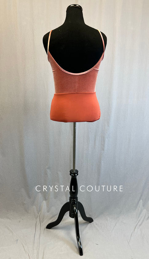 Salmon Camisole Leotard with Velour Back