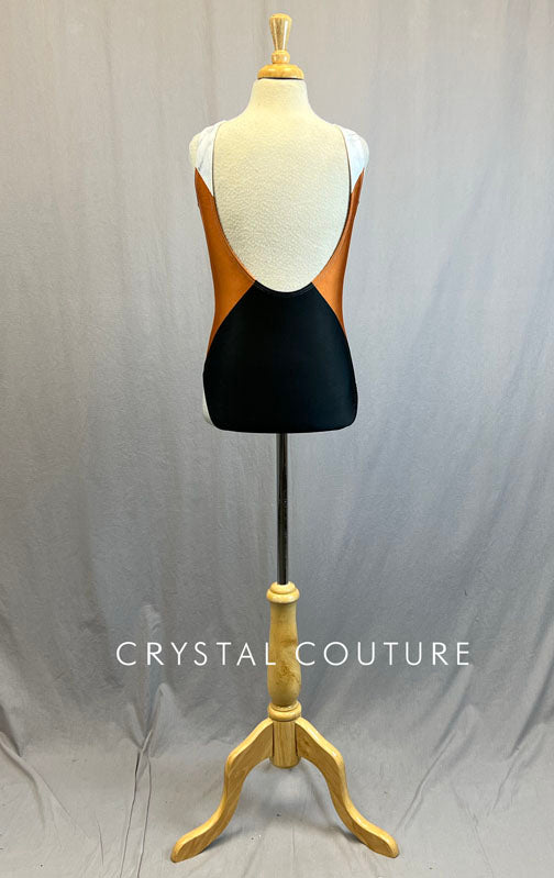 Rust, Black & White Quadrant Leotard with Gold Flecks
