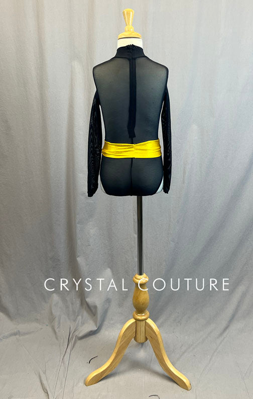 Black & Yellow Mesh Batman Leotard - Rhinestones