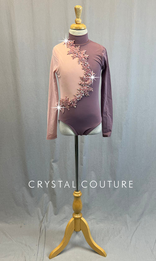 Light Pink & Purple Long Sleeve Leotard - Rhinestones