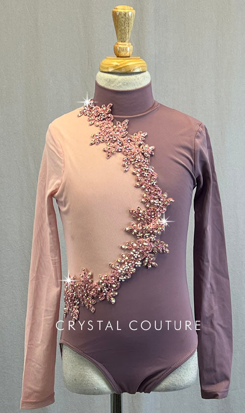 Light Pink & Purple Long Sleeve Leotard - Rhinestones