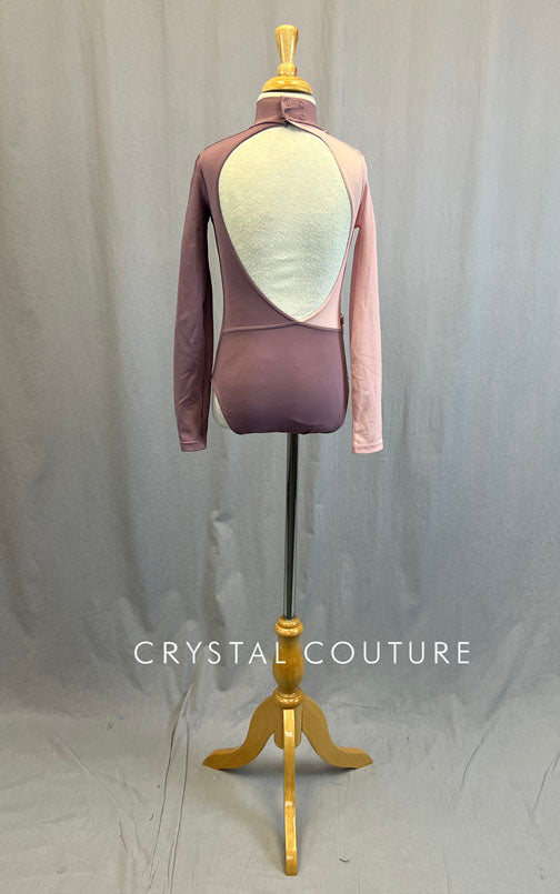 Light Pink & Purple Long Sleeve Leotard - Rhinestones