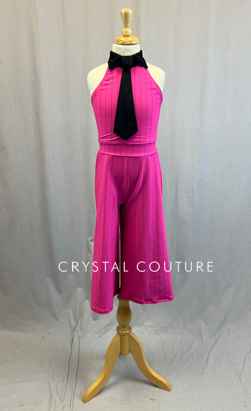 Hot Pink & Black Striped Halter Top and Crop Pant