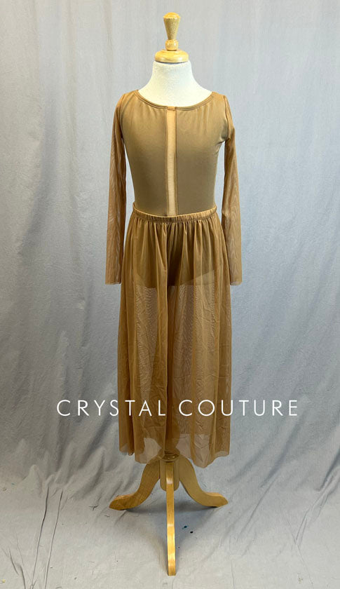 Light Brown Chiffon and Lycra Color Block Leo with Light Brown Chiffon –  Crystal Couture