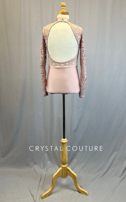 Blush Pink Lace Long Sleeve Leotard