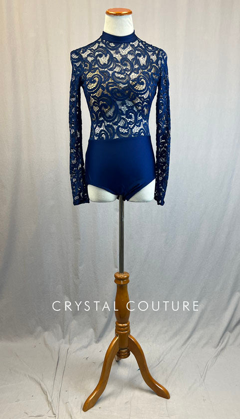 Navy Lace Long Sleeve Leotard