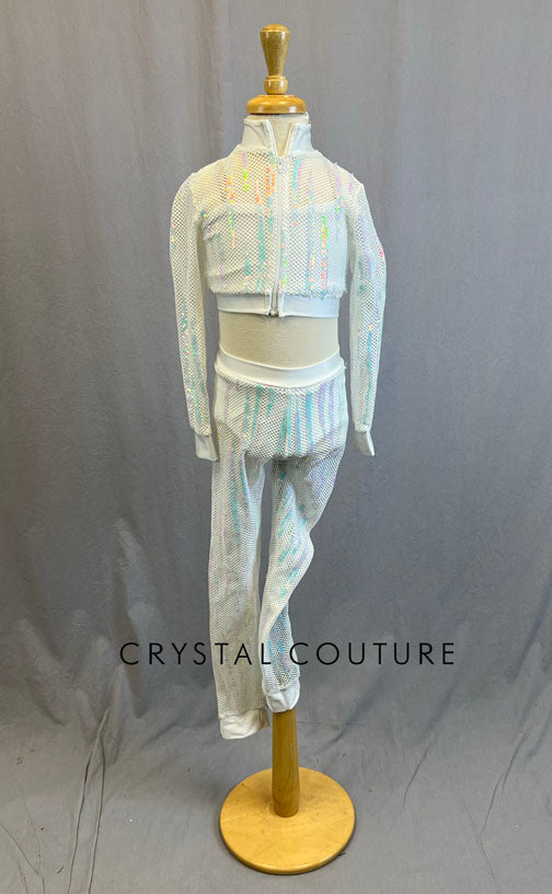 White Iridescent Sequin Jumpsuit