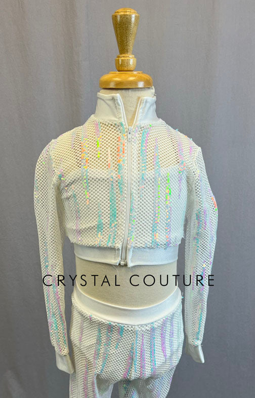 White Iridescent Sequin Jumpsuit