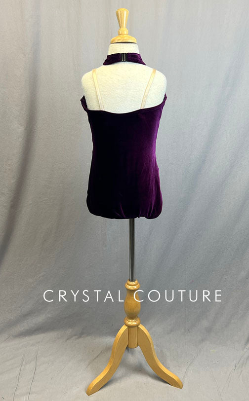 Custom Purple Velvet Leotard with Purple Chiffon Bodice Cutout