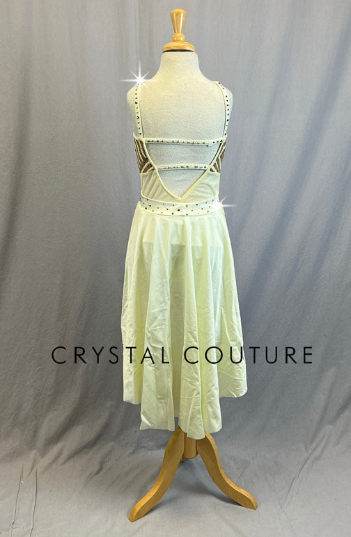 Ivory Leotard with Separate Satin Lycra High Low Skirt