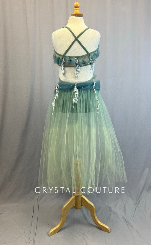 Custom Sea Green Lycra Low Back Leotard with Matching Sea Green Tulle Skirt