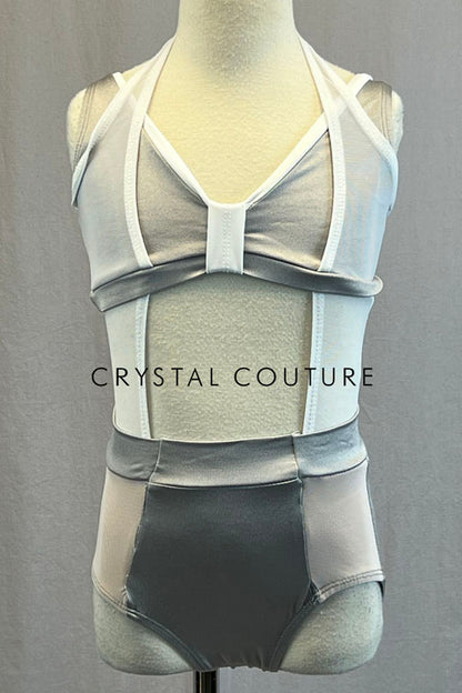 Grey and White Leotard with Two Piece Look