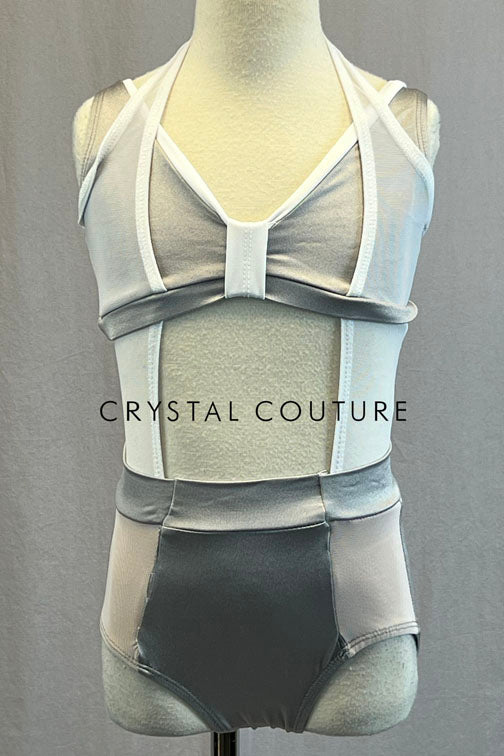 Grey and White Leotard with Two Piece Look