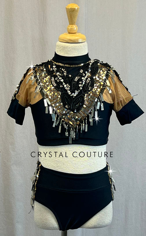 Black & Silver Two Piece with Sequin Fringe