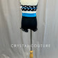 Black & White Polka Dot Top and Shorts with Blue Accents - Rhinestones