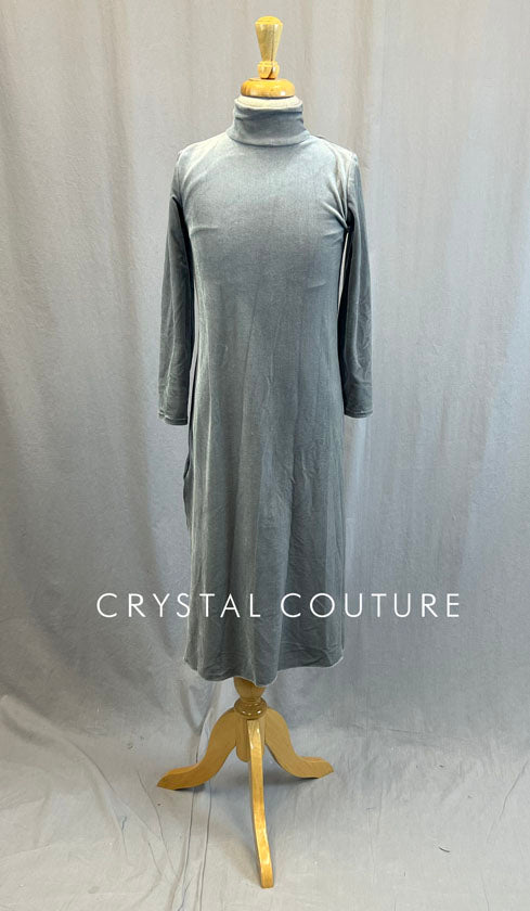 Grey Velour Mock Neck Dress