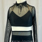 Custom Black Long Sleeve Top and Trunks with Lace Embellished Neckline