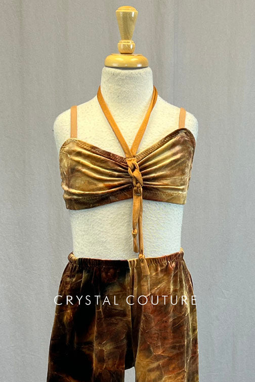 Custom Brown Marbled Velour Top and Shorts