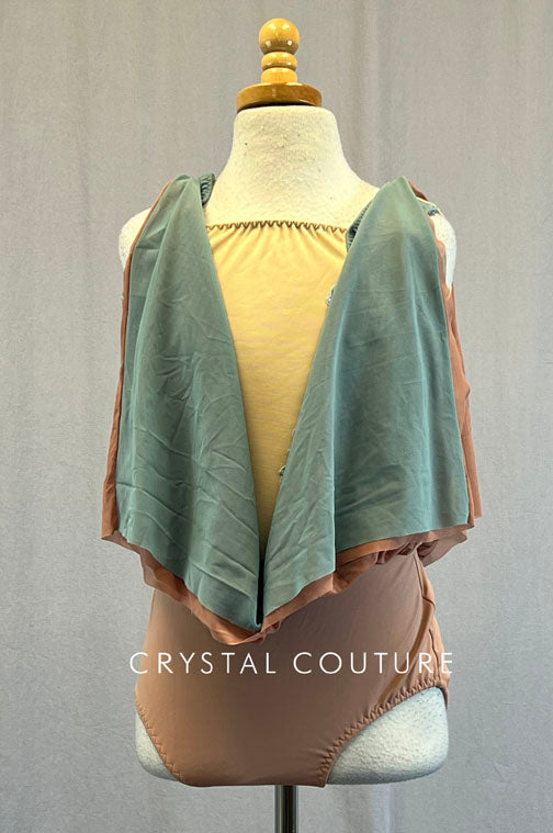 Custom Sage Green & Peach Blush Transition Dress - Rhinestones