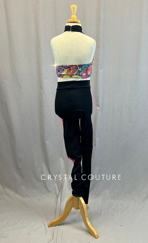 Multicolor & Black Halter Top with Zsa Zsa Leggings - Rhinestones