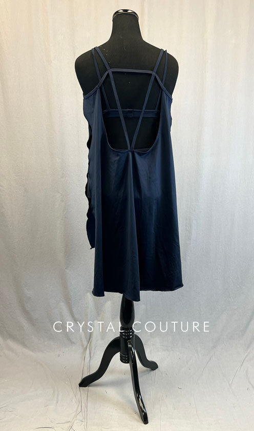 Navy Blue Strappy Back Slip Dress