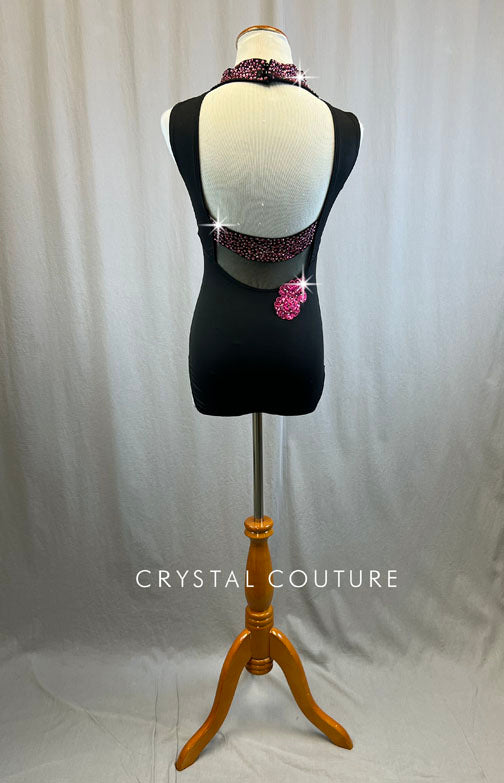 Black Leotard with Hot Pink Sequin Applique