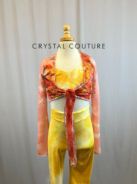 Custom Yellow and Pink Long Sleeve and Pants Three-Piece Set
