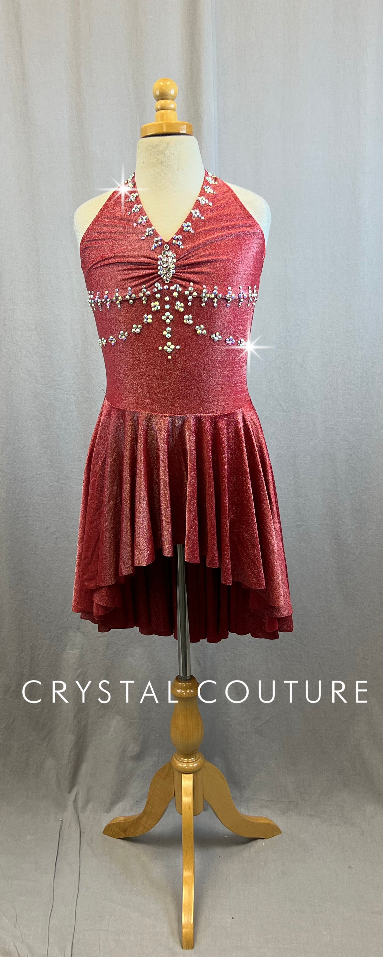 Custom Metallic Berry Pink Dress -Rhinestones – Crystal Couture