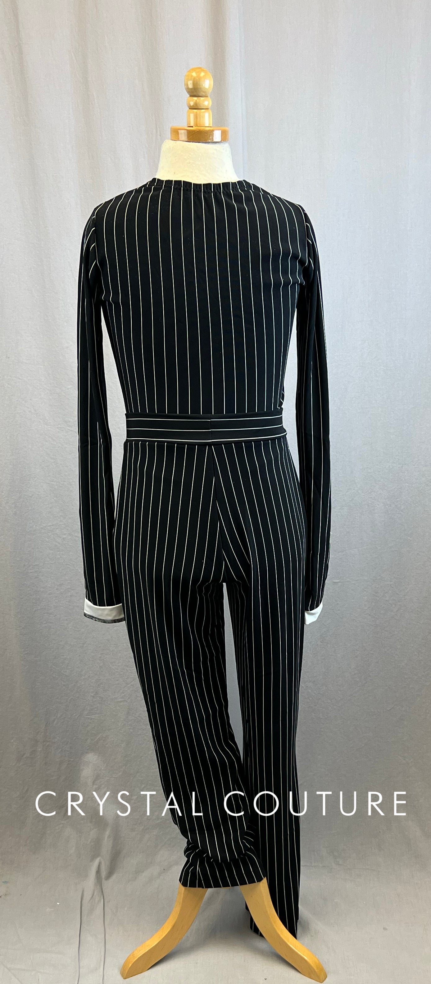 Custom Black and White Pinstripe Leotard and Pants Set