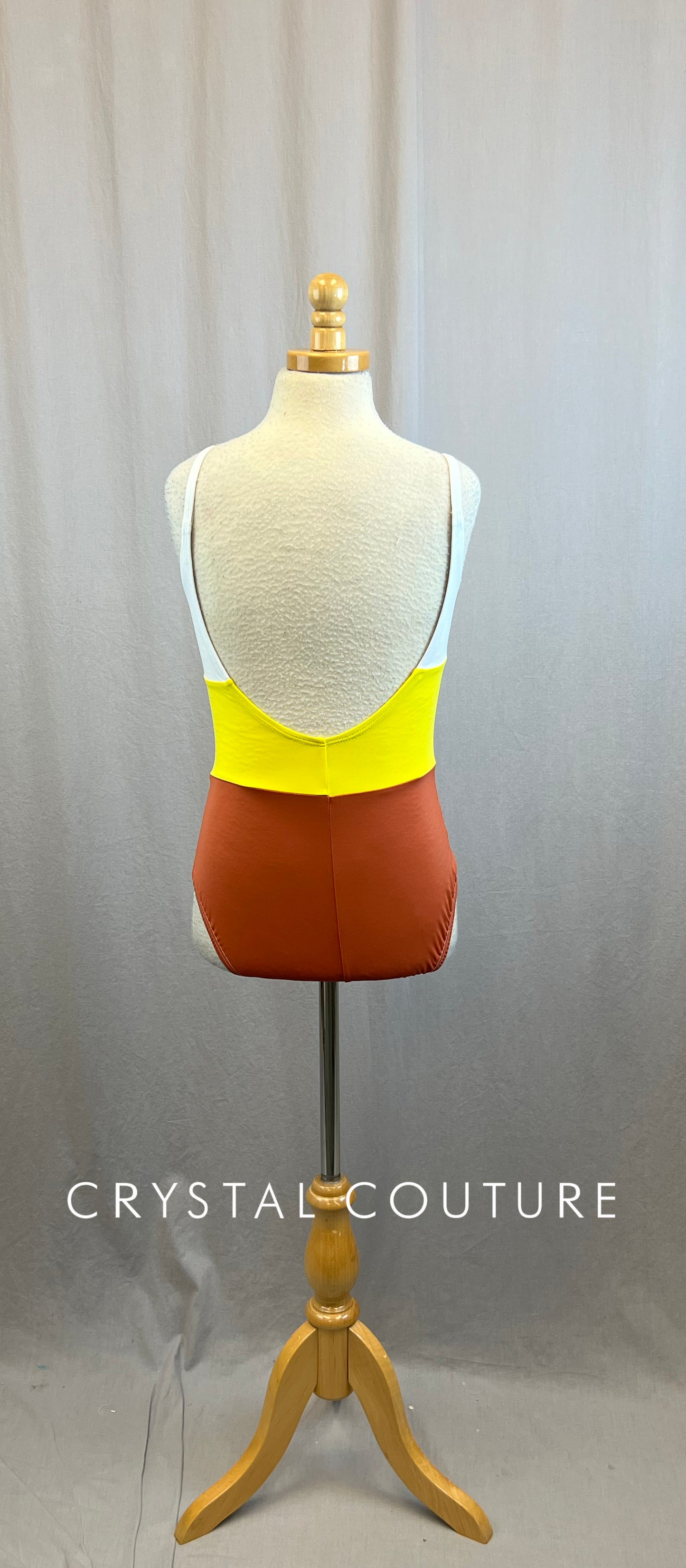 White, Yellow and Orange Color Block Leotard