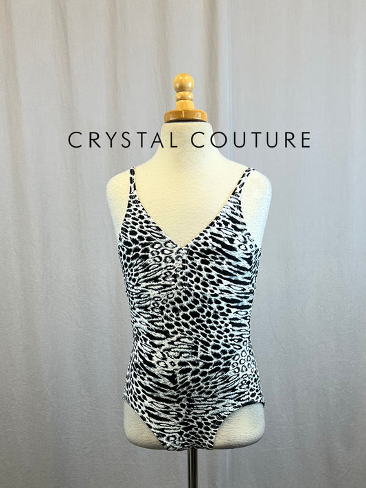 Black, White and Gray Leopard Print Leotard