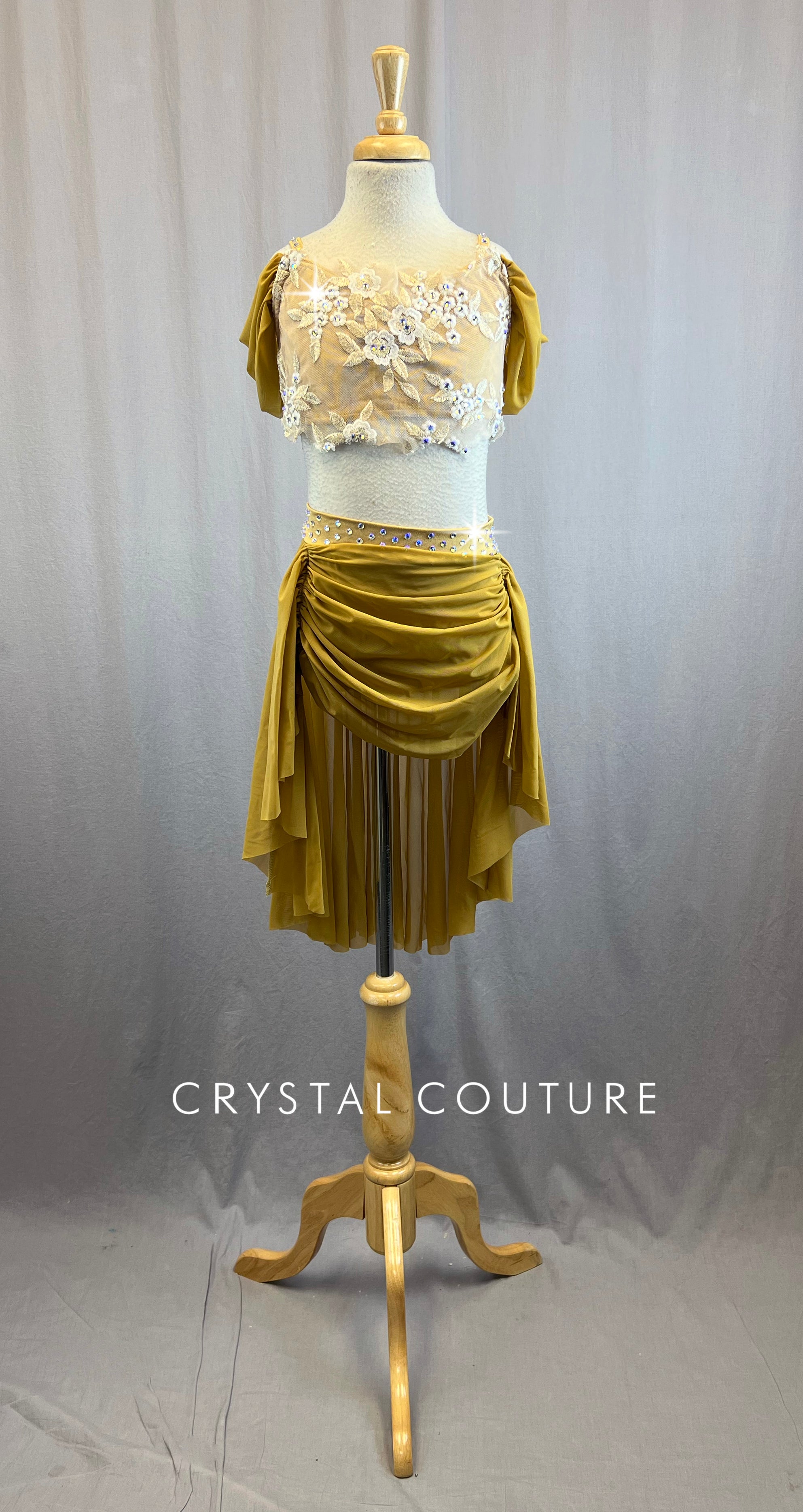 gold lyrical dress 1st Position Wrap Around Sequin Dipped Hem Lyrical Dress