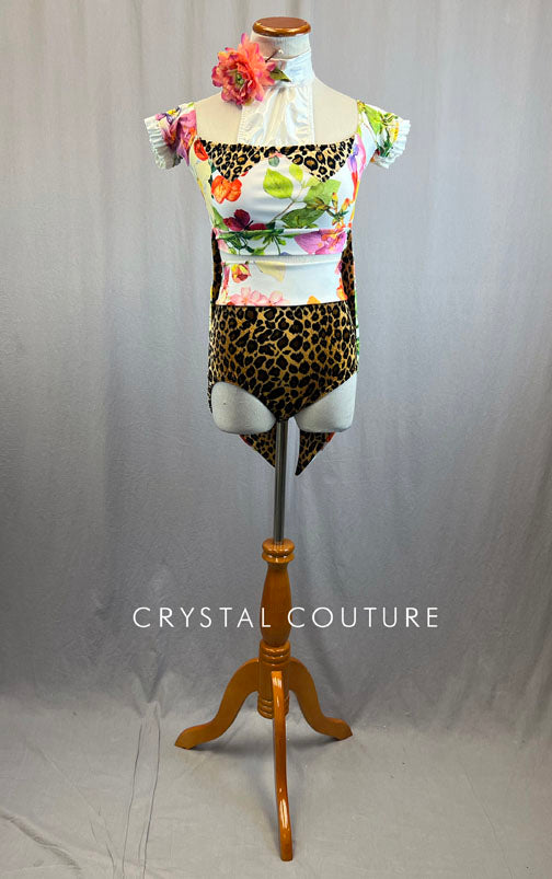 Leopard and Floral Lycra Two Piece