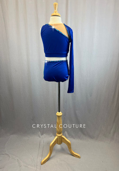 Royal Blue Two Piece Asymmetrical Top and Briefs