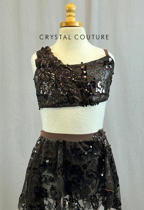 Custom Brown Two Piece with Embroidery and Sequin