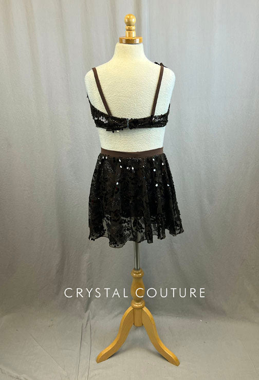 Custom Brown Two Piece with Embroidery and Sequin