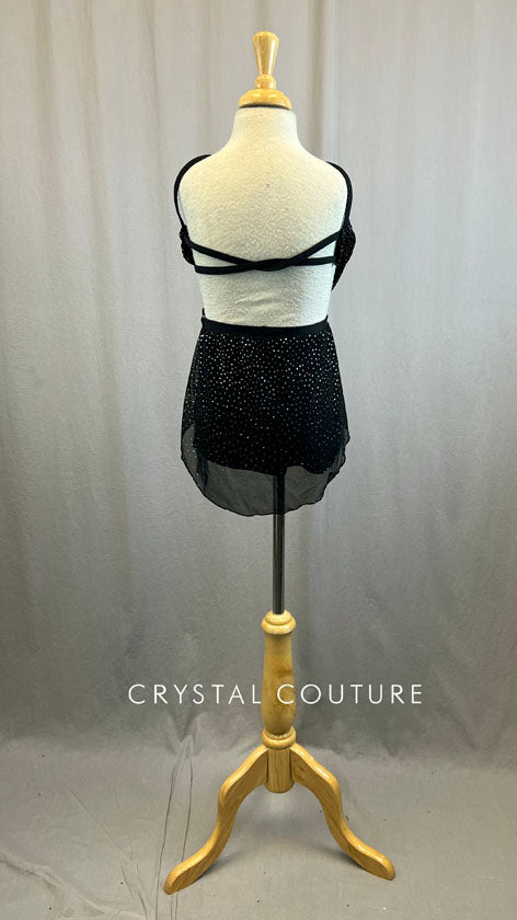Custom Black Two Piece With Black Glitter Chiffon