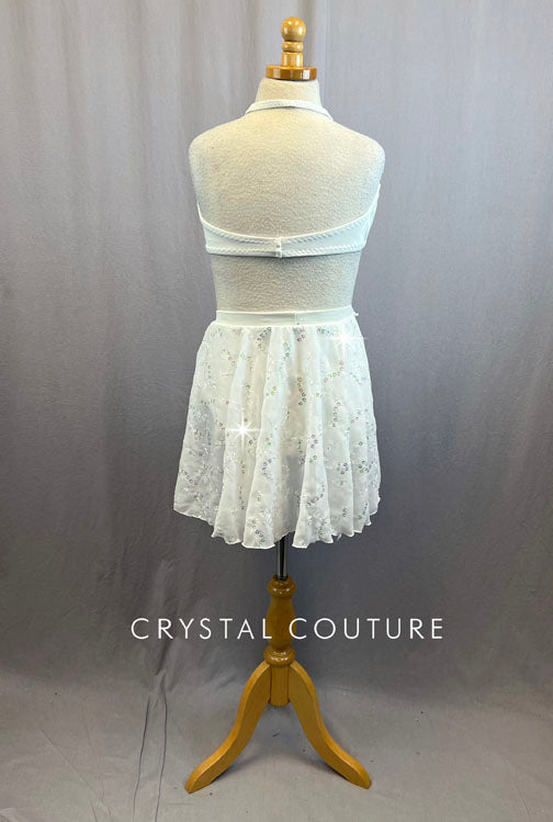 Custom White Two Piece With Sequin Applique Chiffon