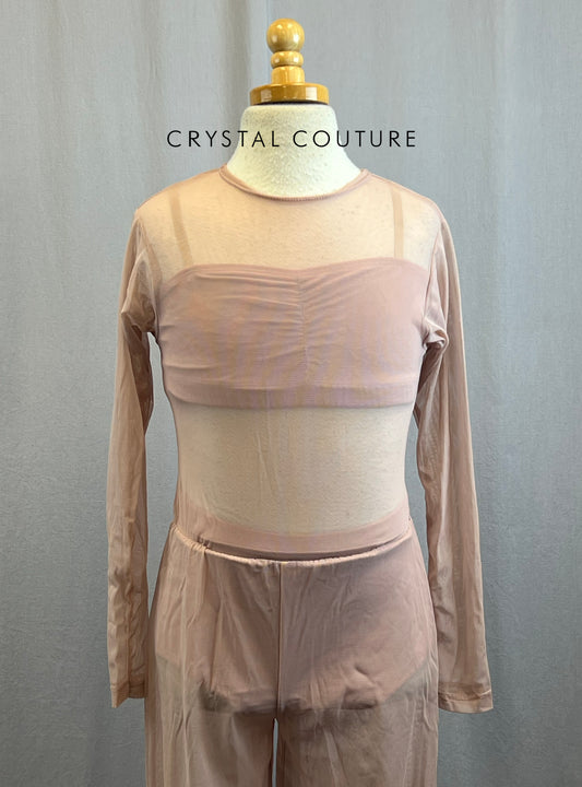 Mauve Mesh Jumpsuit with Matching Lycra Bra Top and Briefs