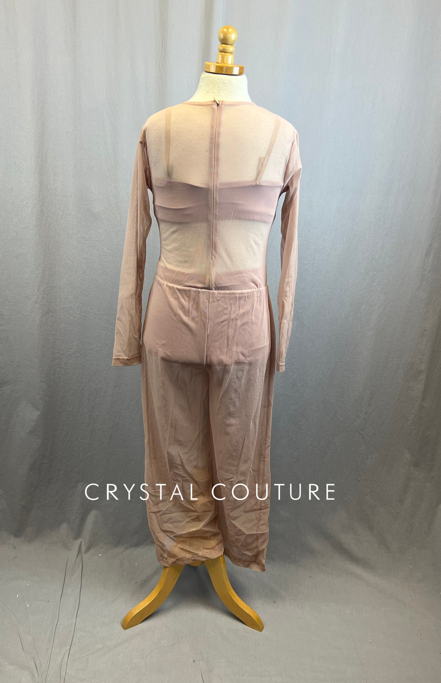 Mauve Mesh Jumpsuit with Matching Lycra Bra Top and Briefs